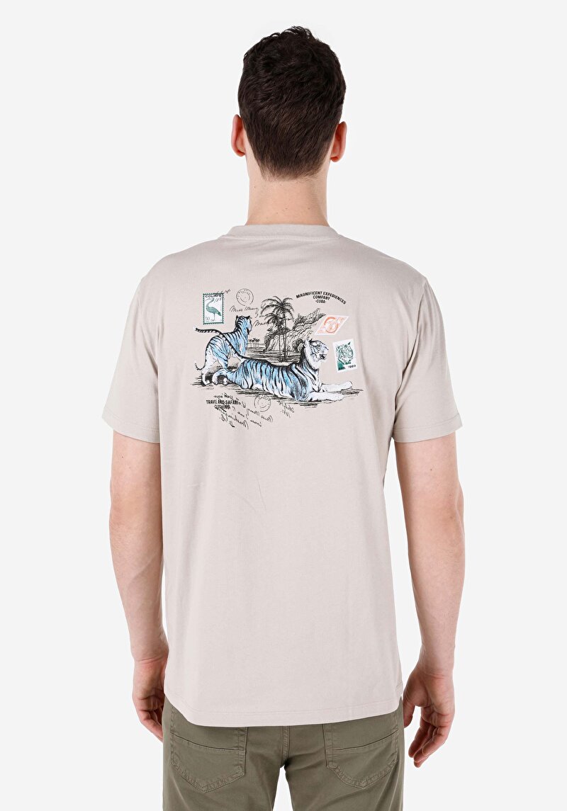 Regular Fit Yuvarlak Yaka Düz Erkek Taş Kısa Kol Tişört