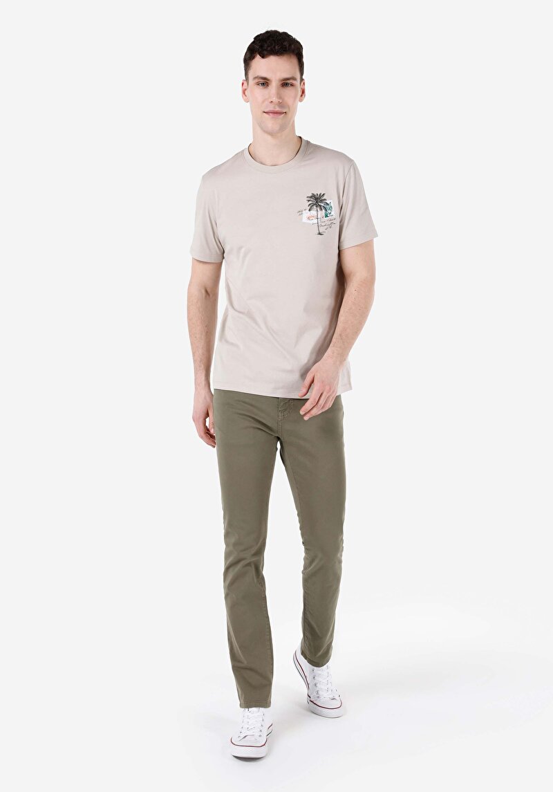 Regular Fit Yuvarlak Yaka Düz Erkek Taş Kısa Kol Tişört