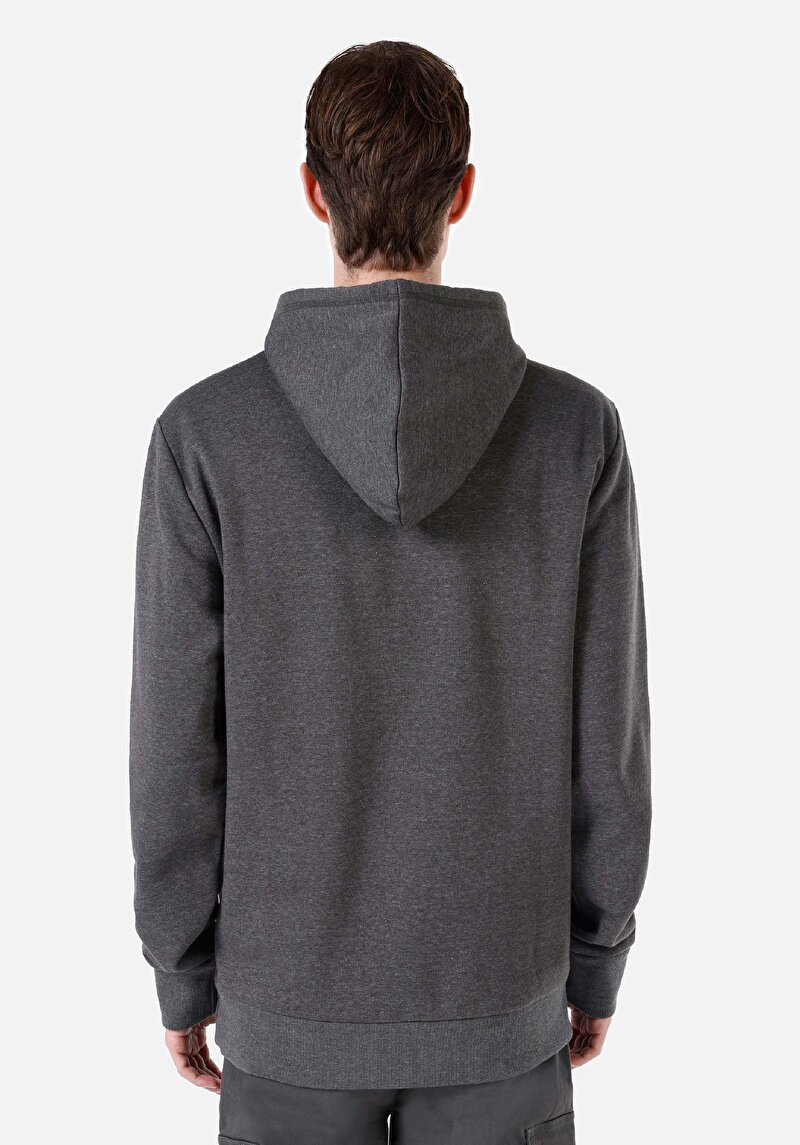 Regular Fit Erkek Antrasit Yazı Baskılı Sweatshirt