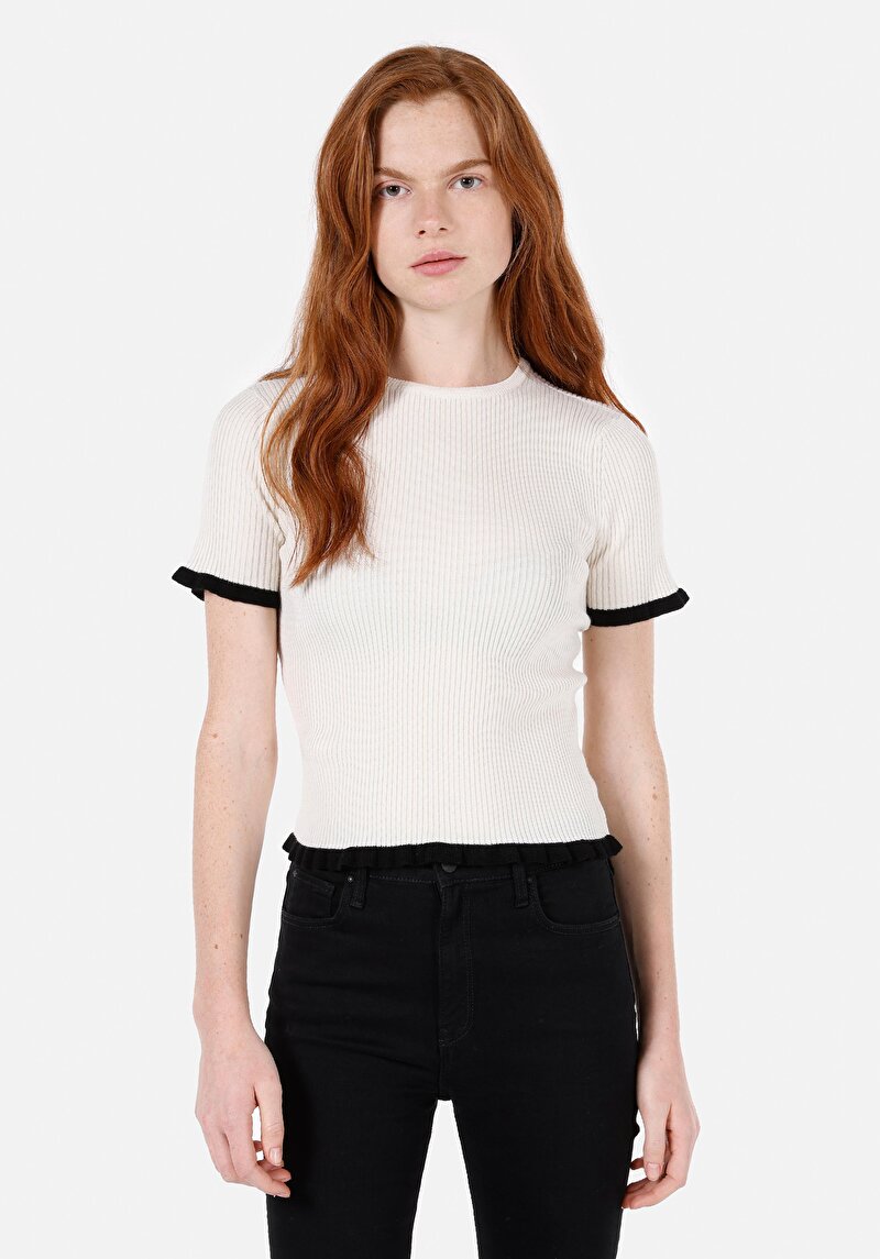 Slim Fit   Kadın Ekru  Kazak