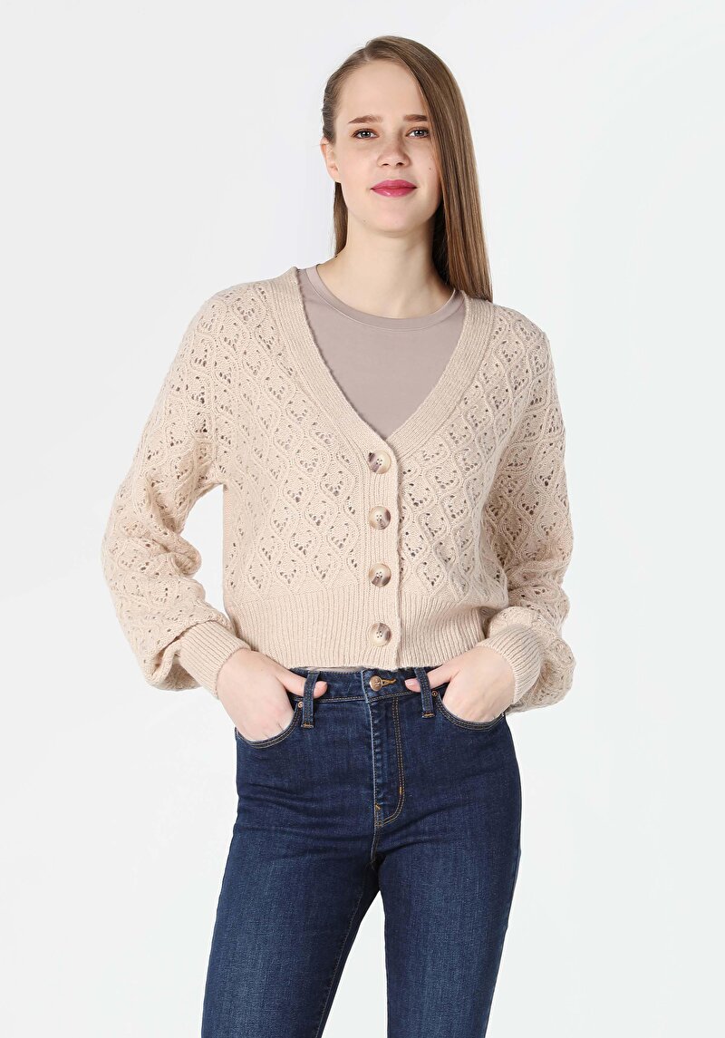 Regular Fit   Kadın Bej Hırka