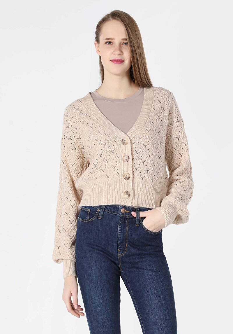 Regular Fit   Kadın Bej Hırka
