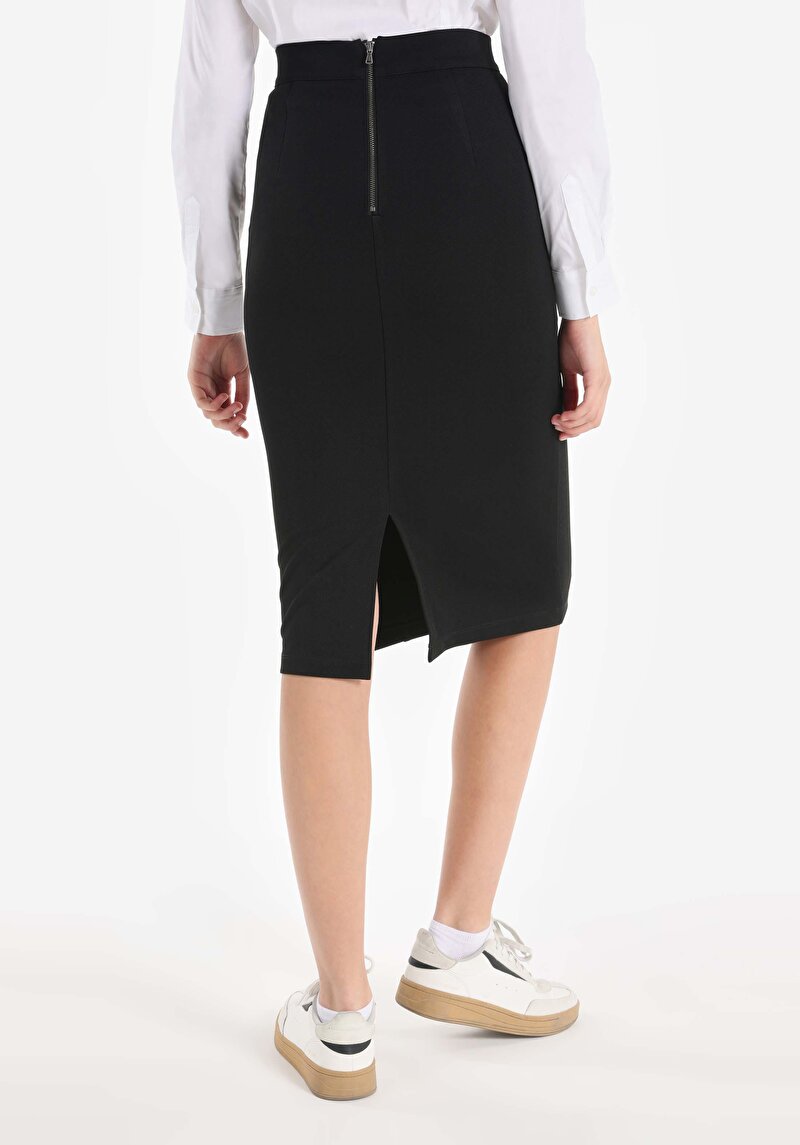 Slim Fit Kadın Siyah Etek