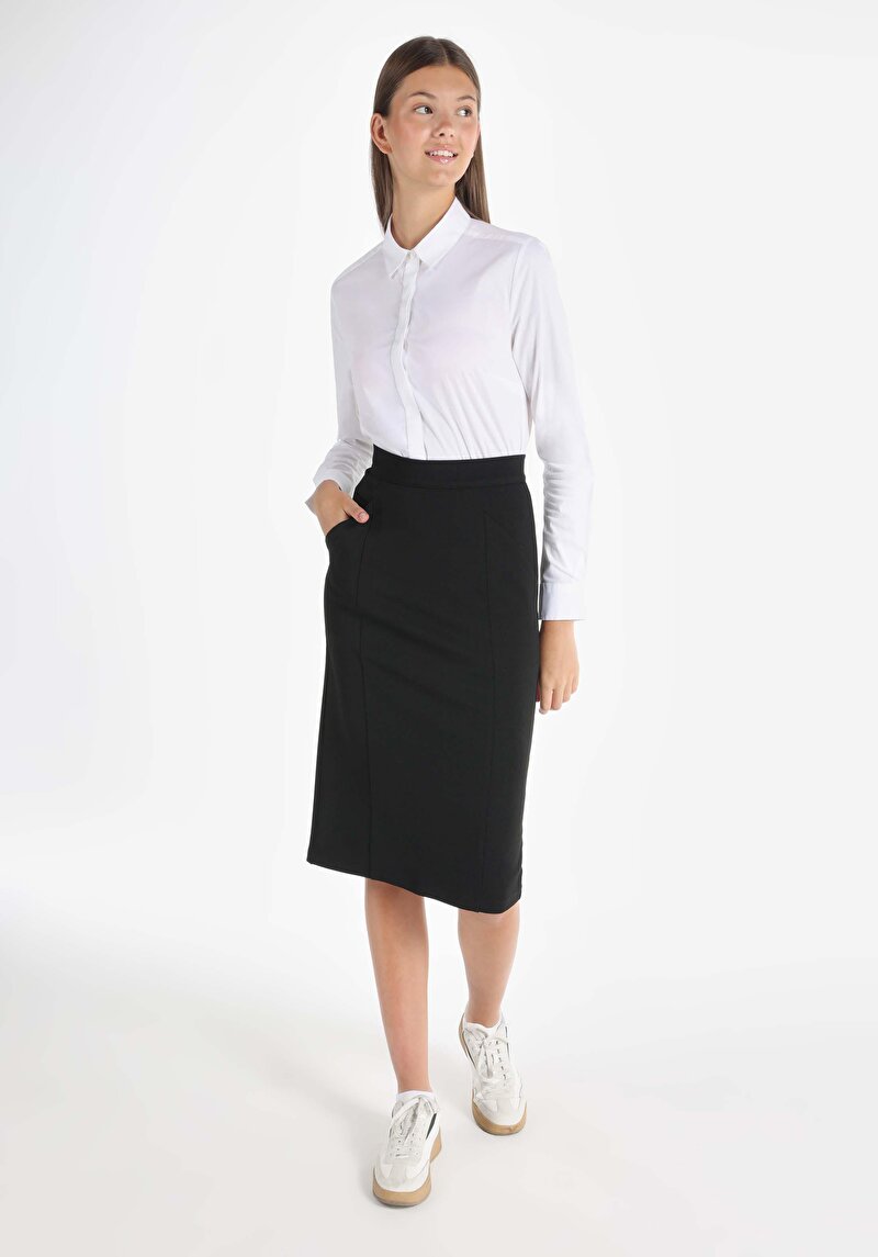 Slim Fit Kadın Siyah Etek