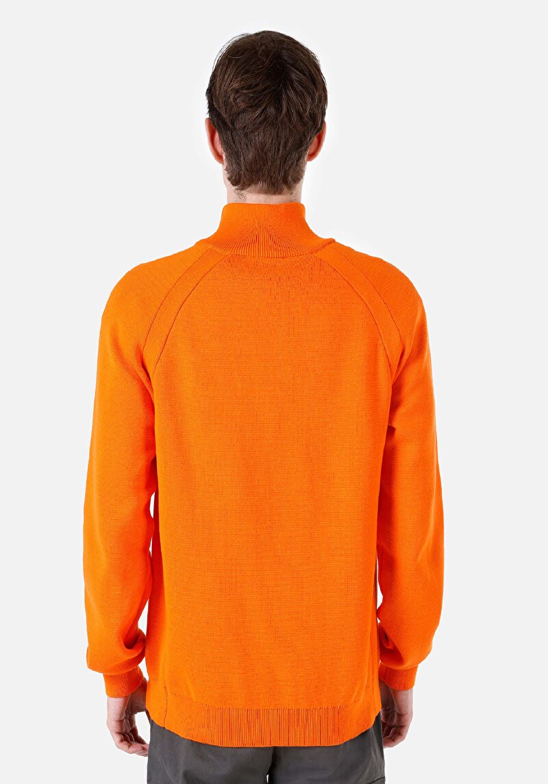 Regular Fit Turtle Neck Jakarlı Erkek Turuncu Kazak