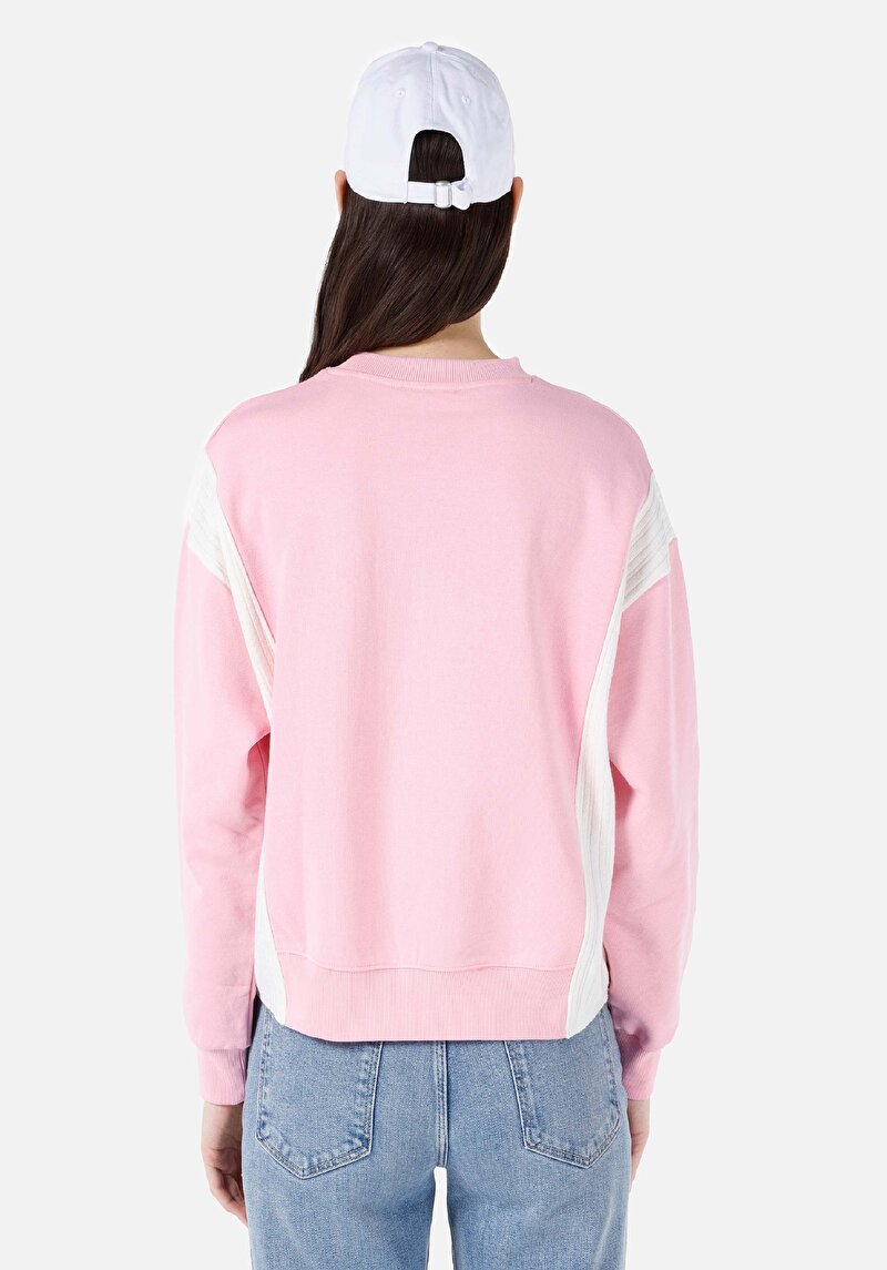 Regular Fit Yuvarlak Yaka Baskılı Kadın Pembe Sweatshirt
