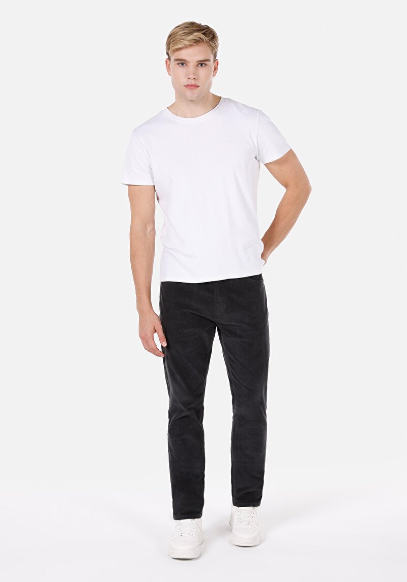 Regular Fit Orta Bel Düz Paça Erkek Gri  Pantolon