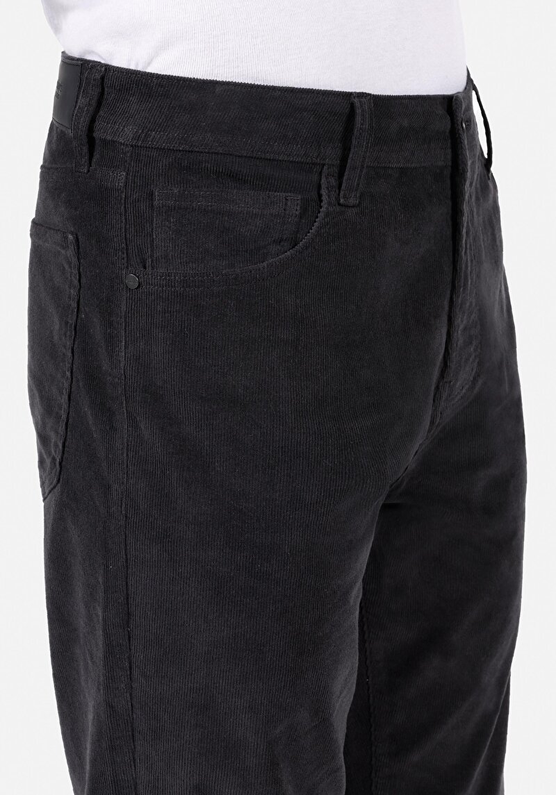 Regular Fit Orta Bel Düz Paça Erkek Gri  Pantolon