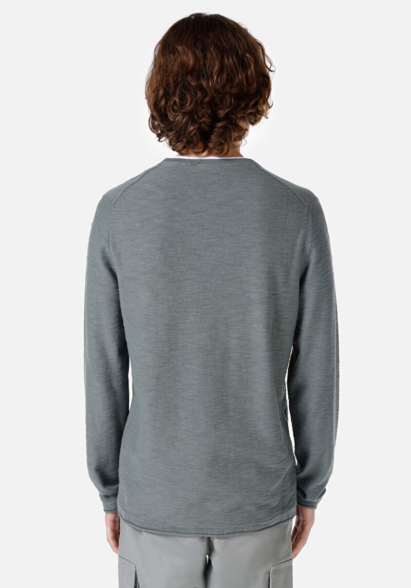 Regular Fit Pamuklu Yuvarlak Yaka Erkek Yeşil Kazak