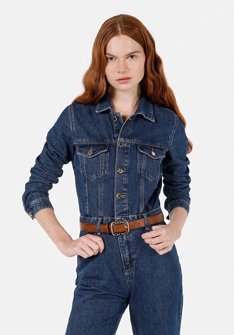 Slim Fit Kadın Pamuklu İndigo Jean Pantolon