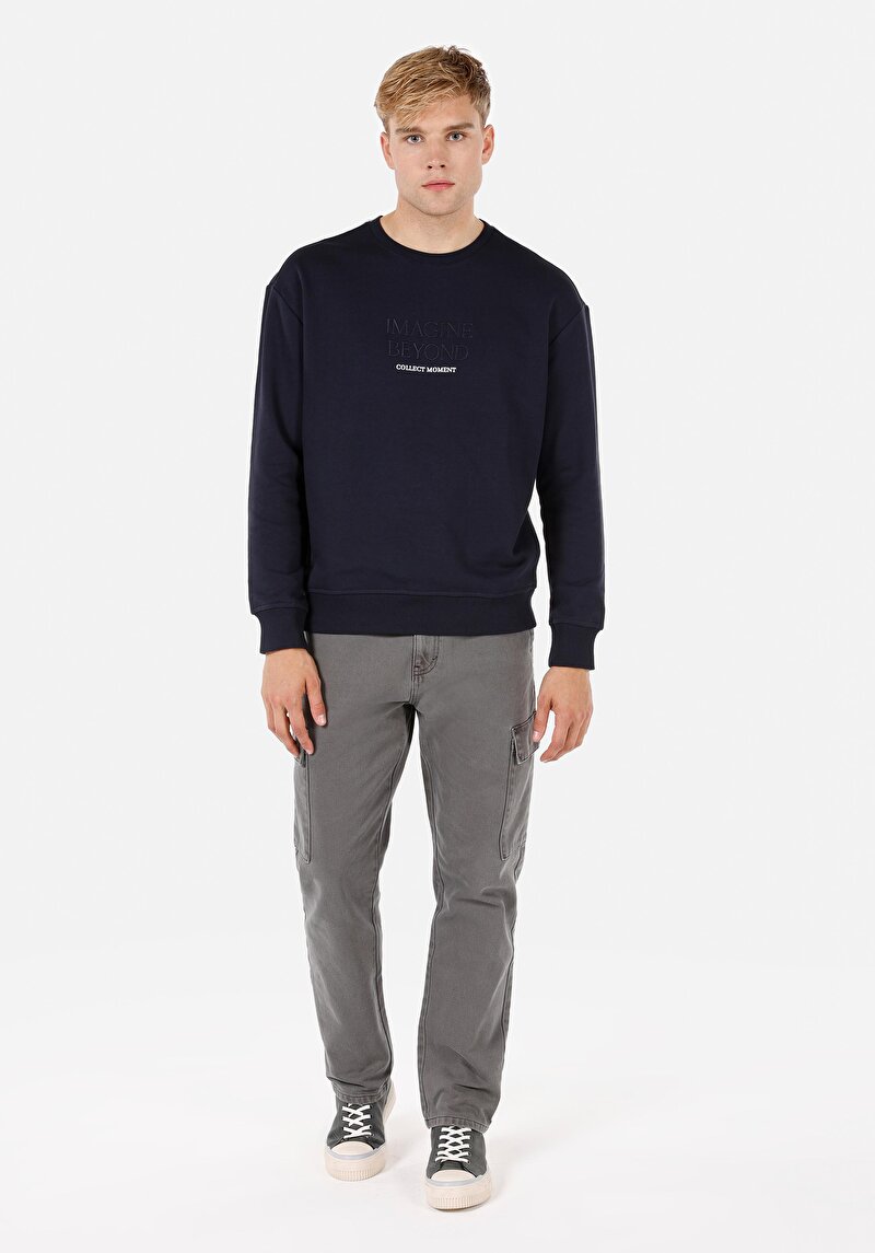 Comfort Fit Erkek Lacivert Sweatshirt