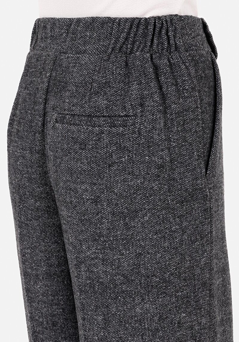 Regular Fit Yüksek Bel Geniş Paça Kadın Gri  Pantolon