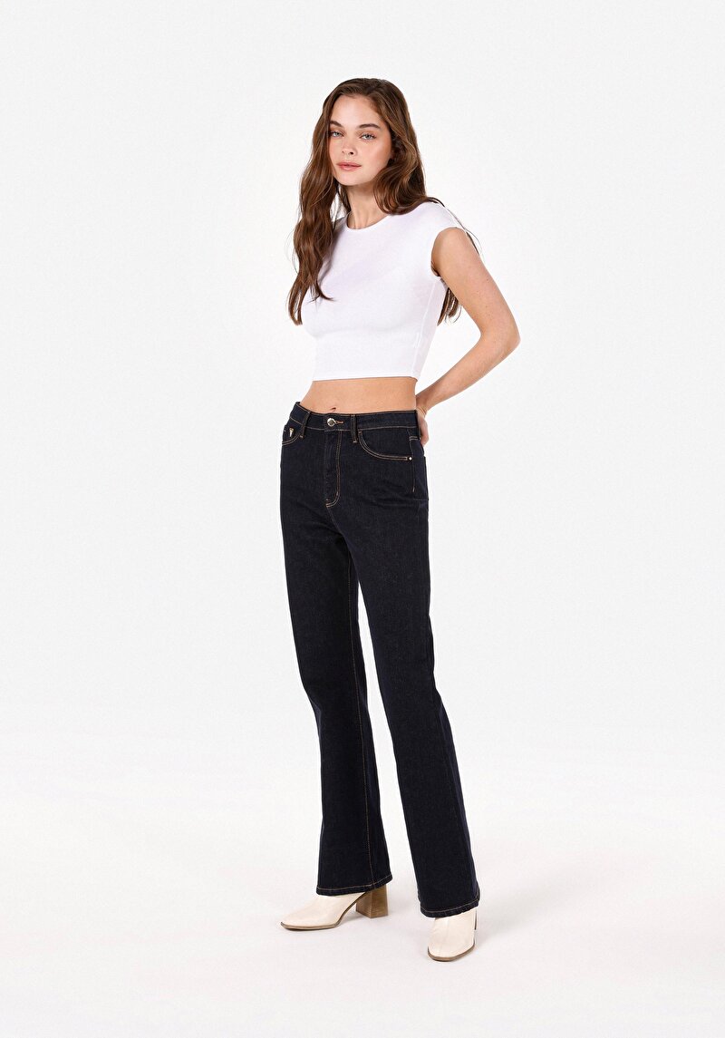 Regular Fit   Kadın İndigo Jean Pantolon