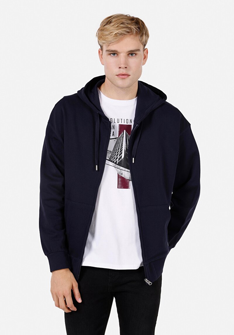 Oversize Fit Erkek Lacivert Sweatshirt