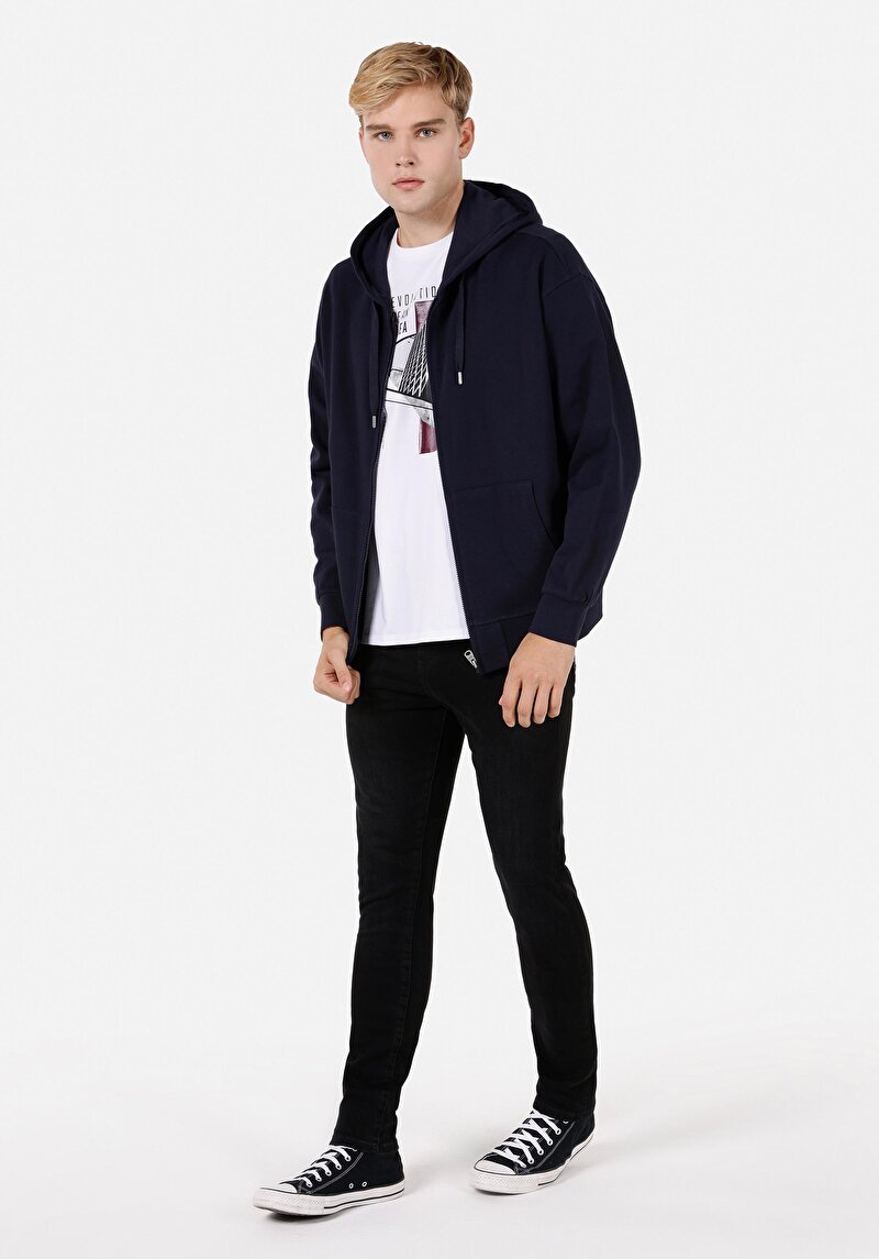 Oversize Fit Erkek Lacivert Sweatshirt