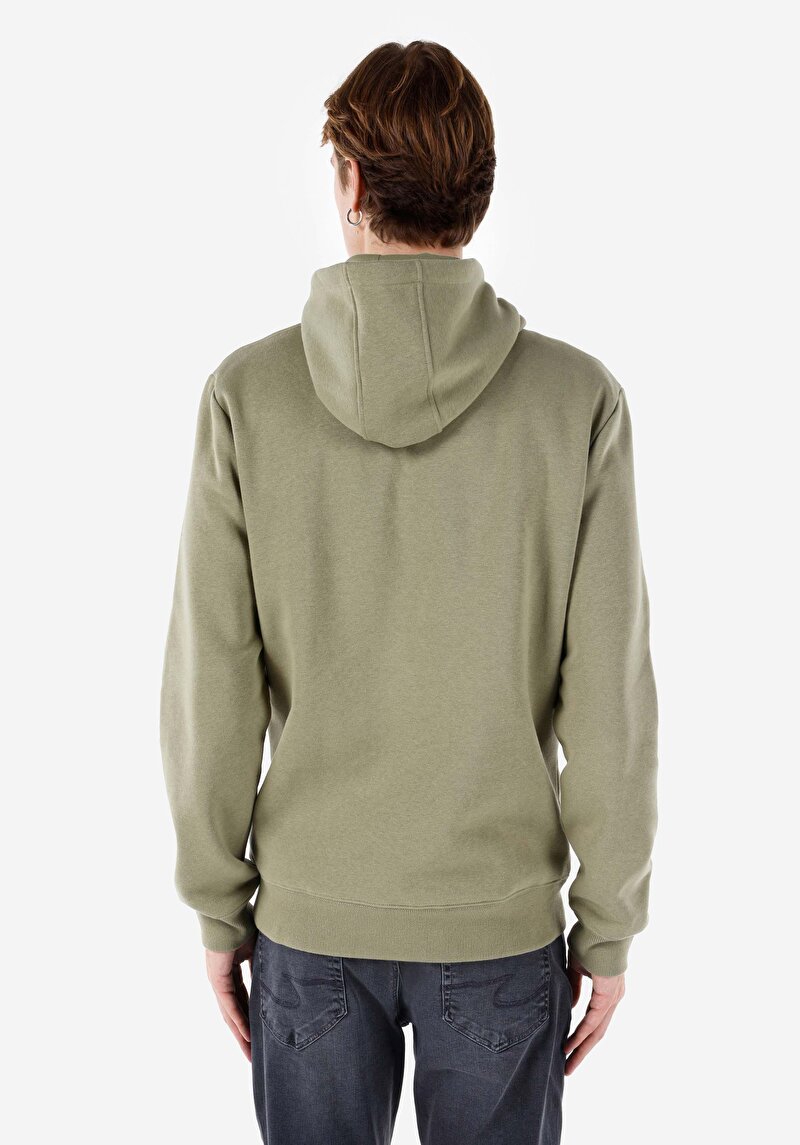 Regular Fit Pamuklu Kanguru Cepli Erkek Yeşil Sweatshirt