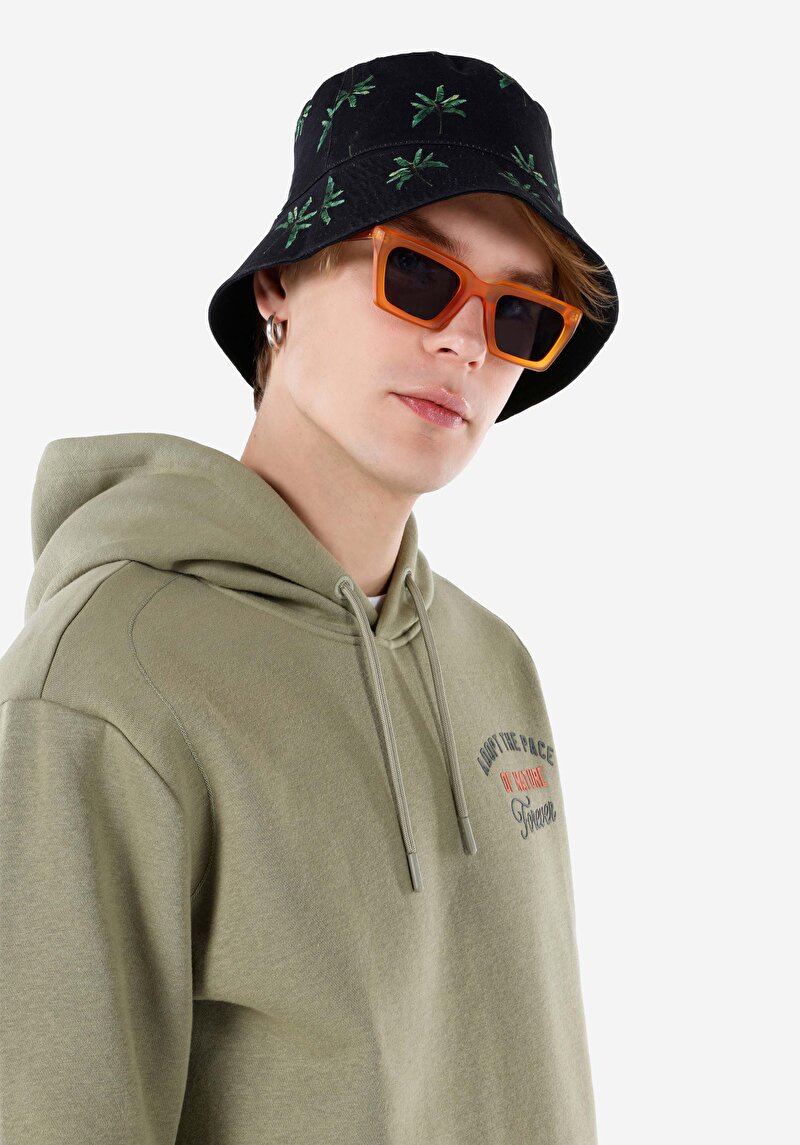 Regular Fit Pamuklu Kanguru Cepli Erkek Yeşil Sweatshirt