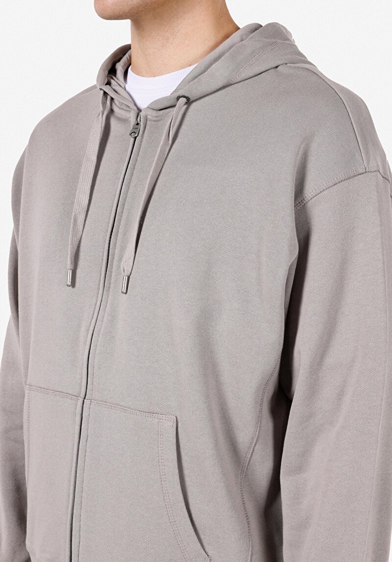 Oversize Fit Erkek Taş Sweatshirt