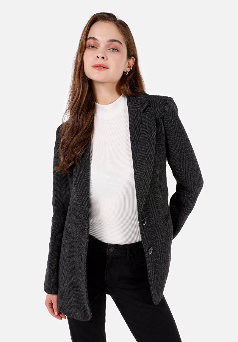 Regular Fit Kadın Gri Ceket