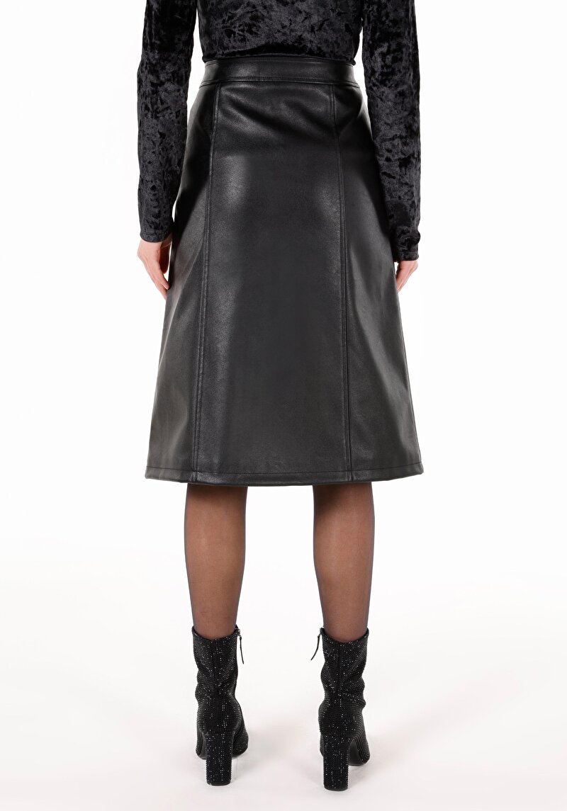 Midi Kadın Siyah Etek