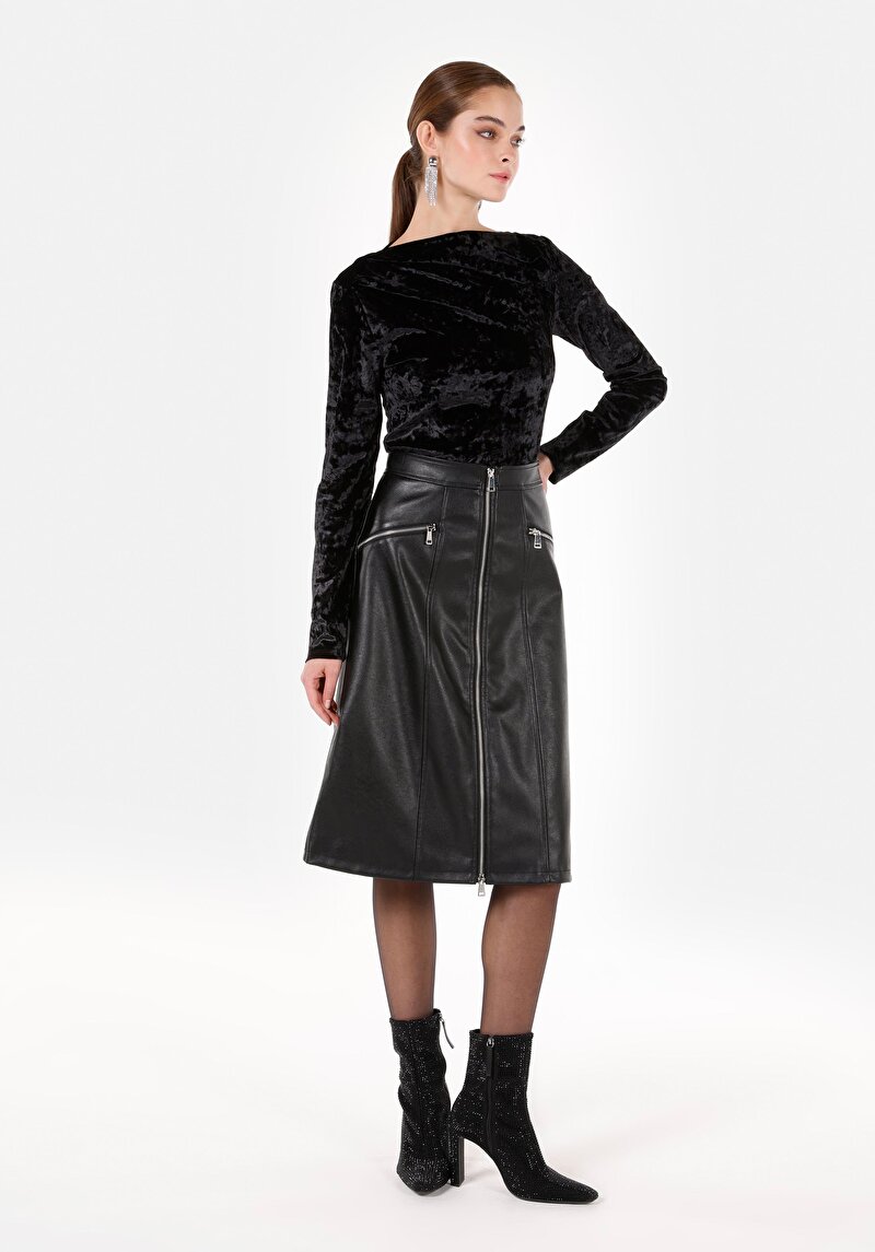 Midi Kadın Siyah Etek