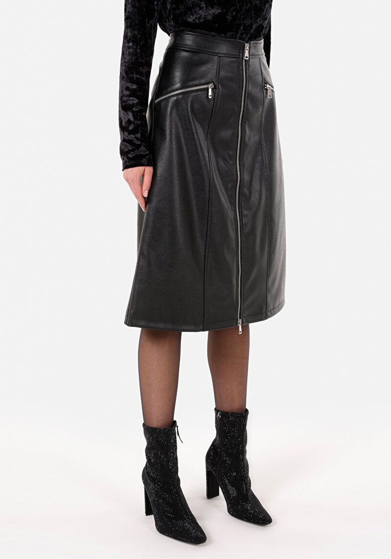 Midi Kadın Siyah Etek