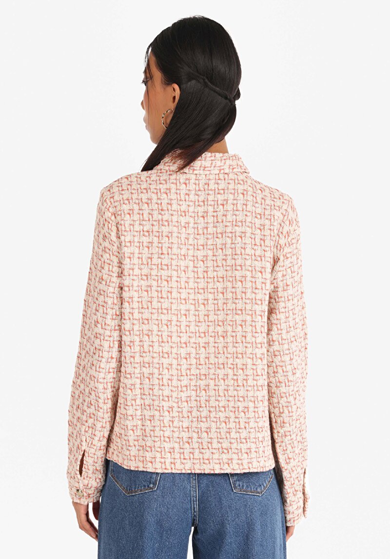 Regular Fit Shirt Neck Düz Kadın Kahverengi Uzun Kol Gömlek