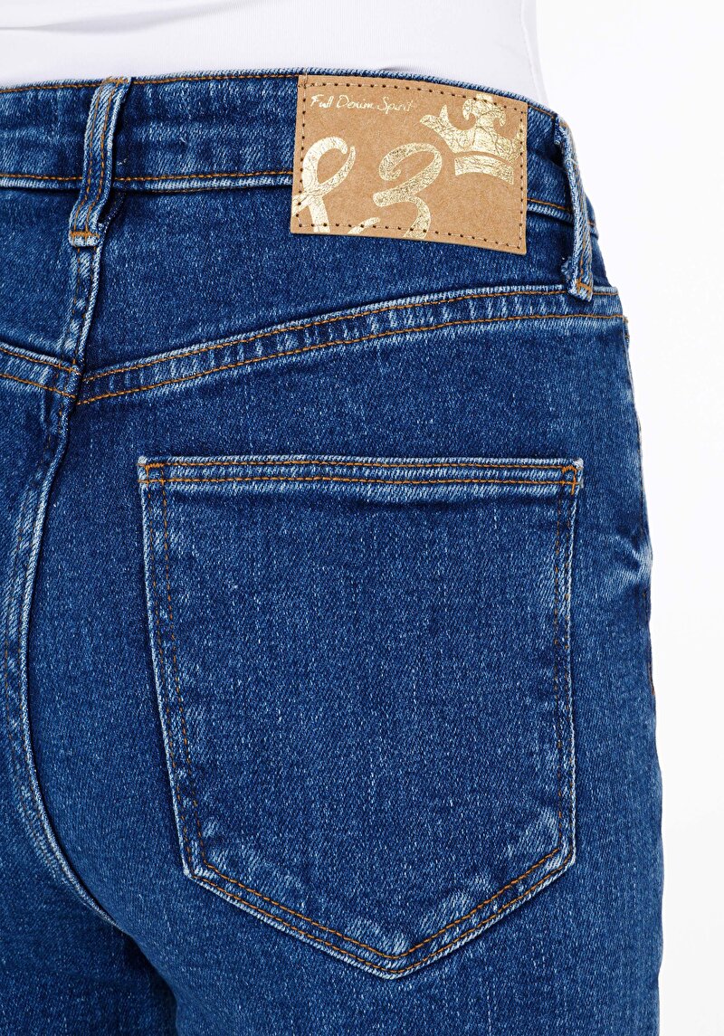 Regular Fit   Kadın İndigo Jean Pantolon