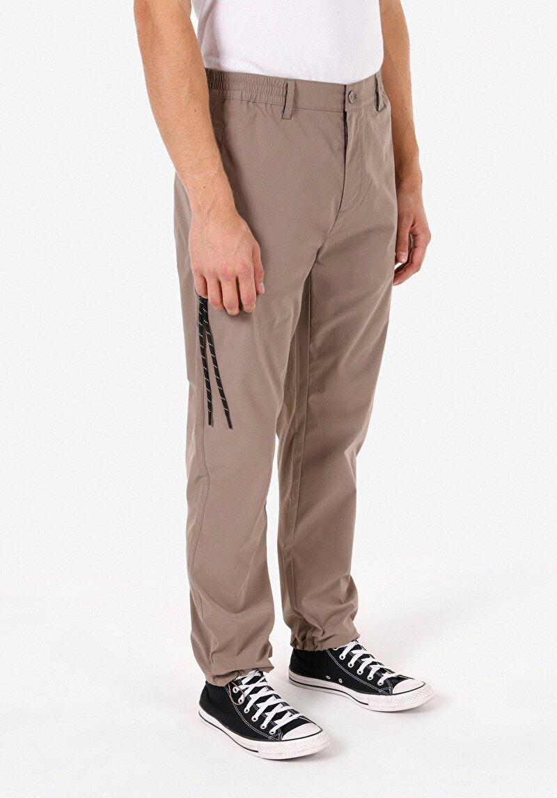Regular Fit Orta Bel Düz Paça Erkek Bej Pantolon