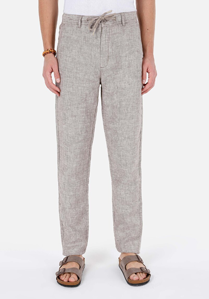Regular Fit Orta Bel Düz Paça Erkek Kahverengi Pantolon