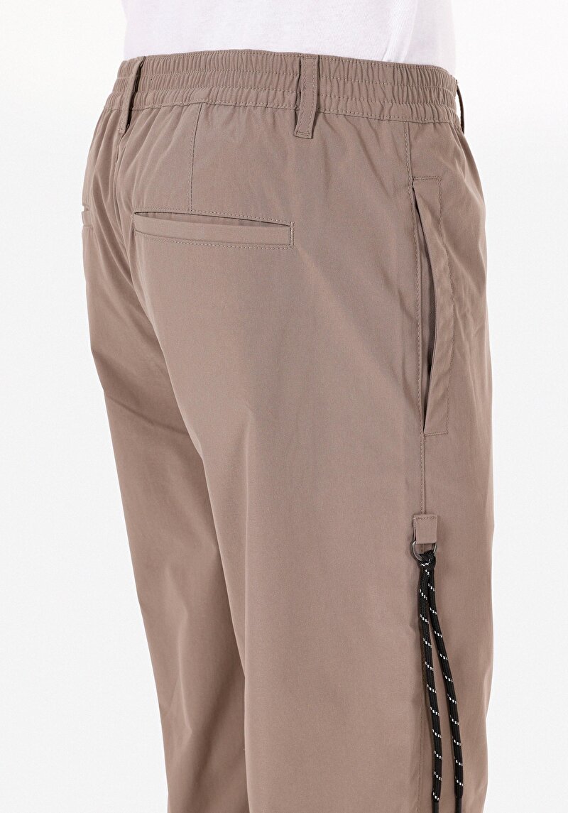 Regular Fit Orta Bel Düz Paça Erkek Bej  Pantolon