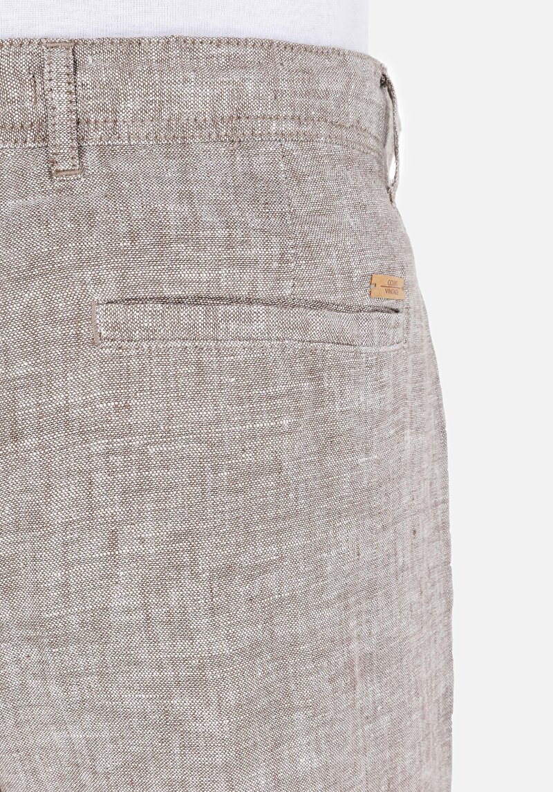 Regular Fit Orta Bel Düz Paça Erkek Kahverengi  Pantolon