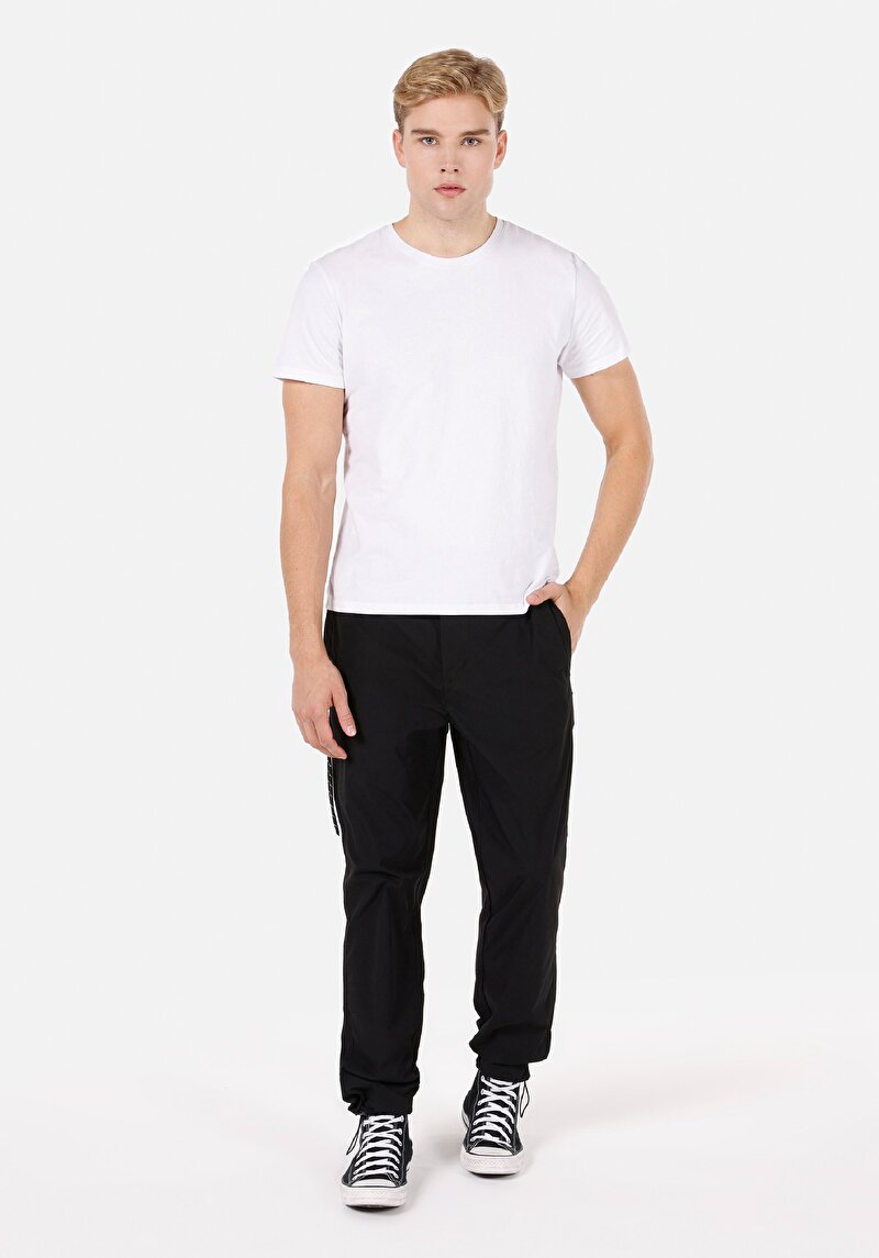 Regular Fit Orta Bel Düz Paça Erkek Siyah Pantolon