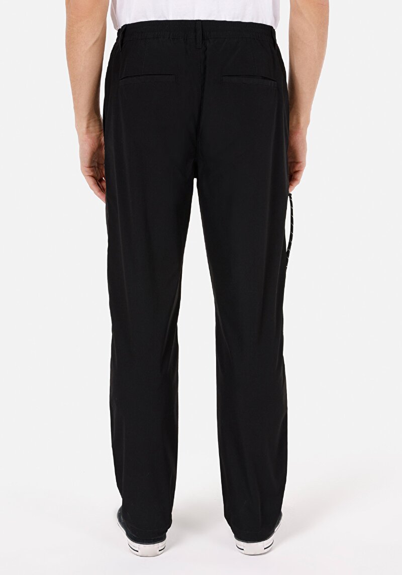Regular Fit Orta Bel Düz Paça Erkek Siyah Pantolon
