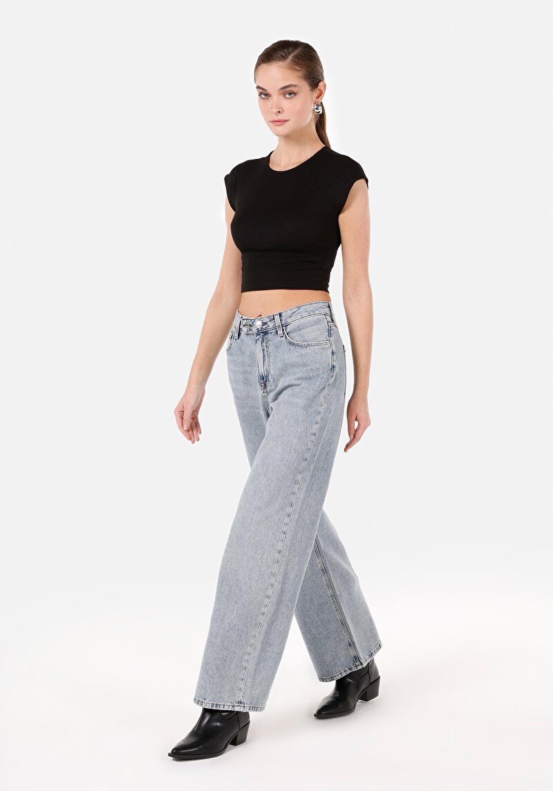 Regular Fit Kadın İndigo Denim Jean Pantolon