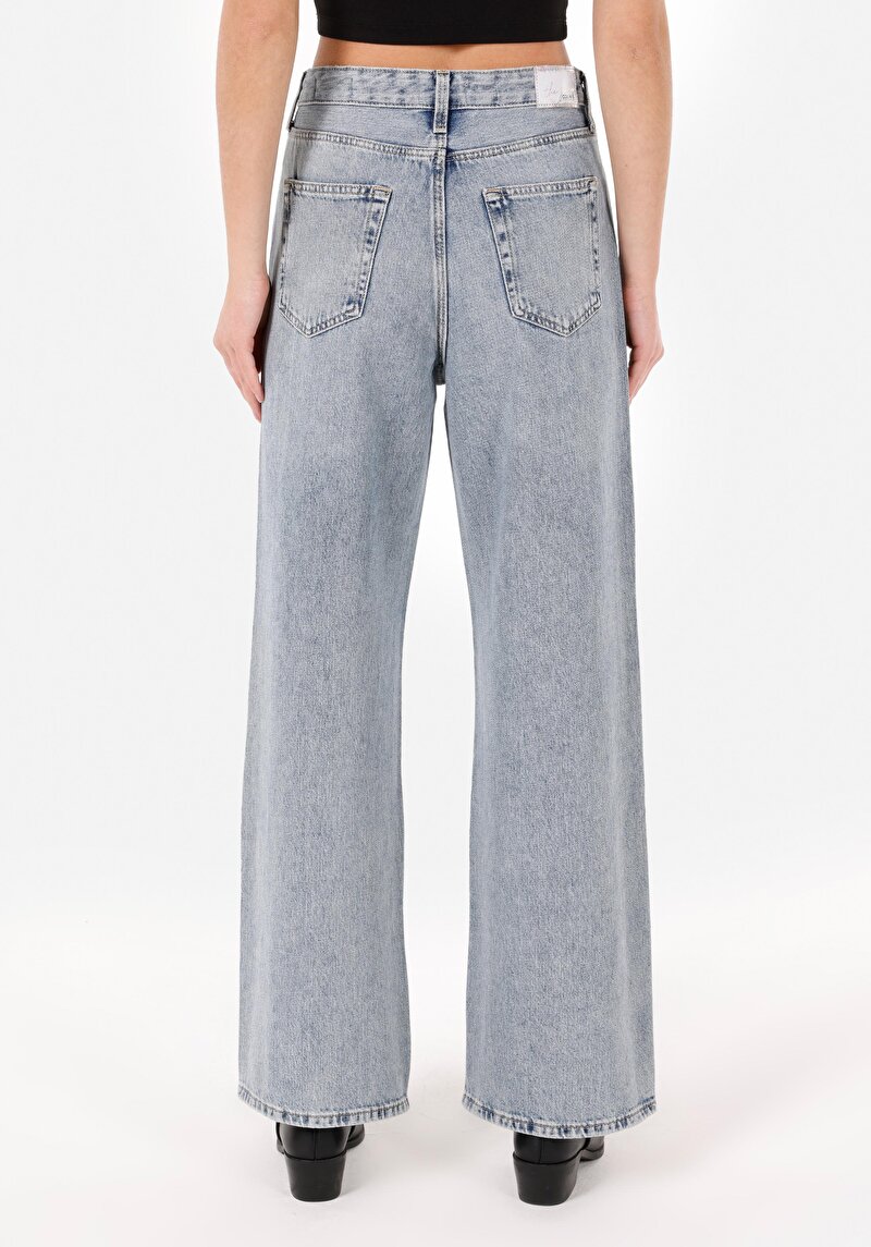 Regular Fit Kadın İndigo Denim Jean Pantolon