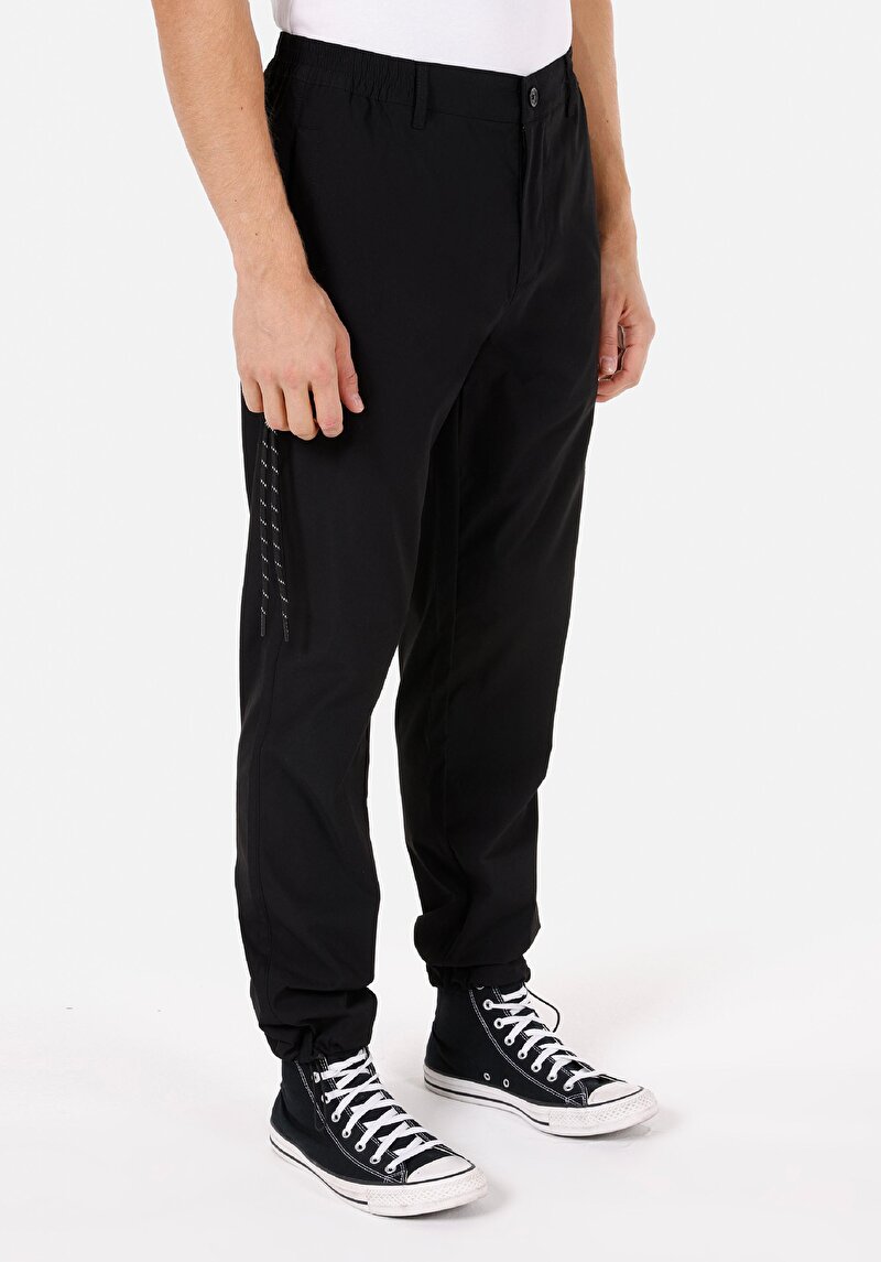 Regular Fit Orta Bel Düz Paça Erkek Siyah Pantolon