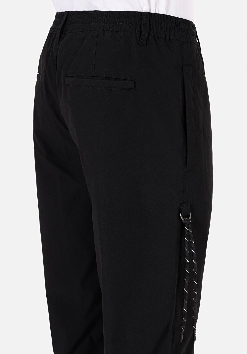 Regular Fit Orta Bel Düz Paça Erkek Siyah  Pantolon