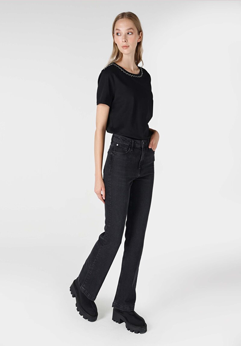 Regular Fit Orta Bel Bootcut Kadın İndigo Jean Pantolon