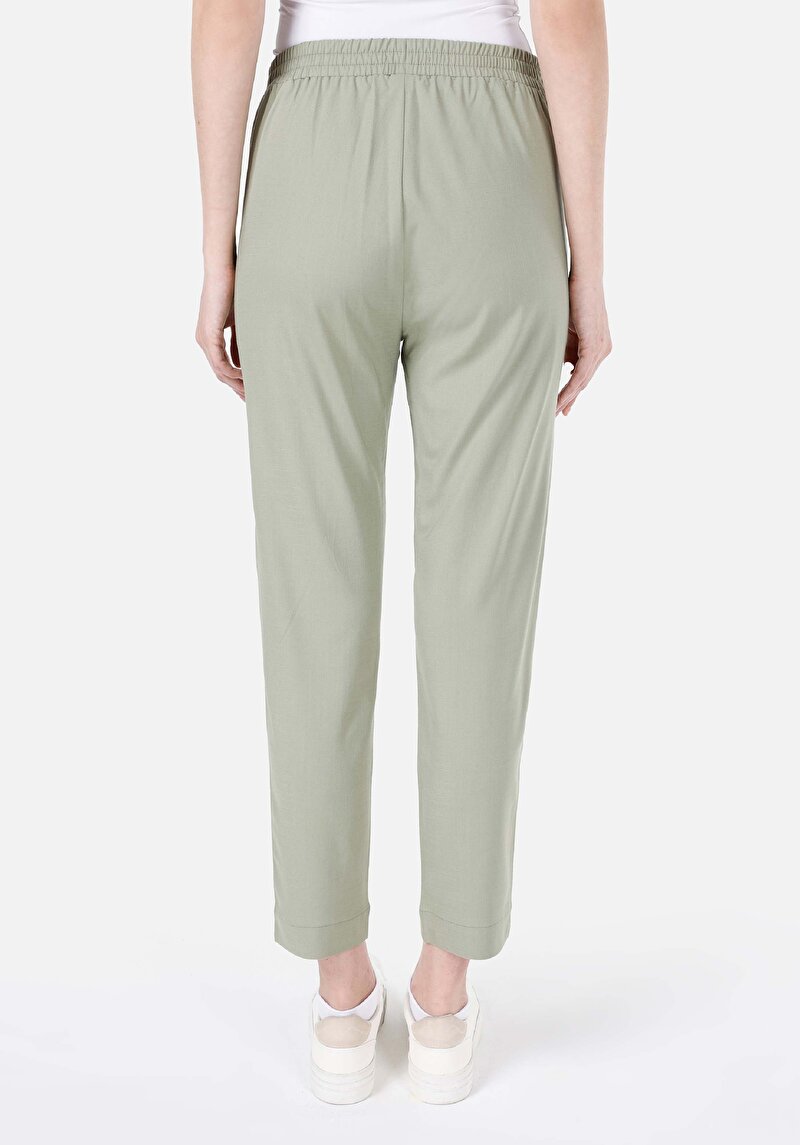 Regular Fit Düşük Bel Düz Paça Kadın Yeşil  Pantolon