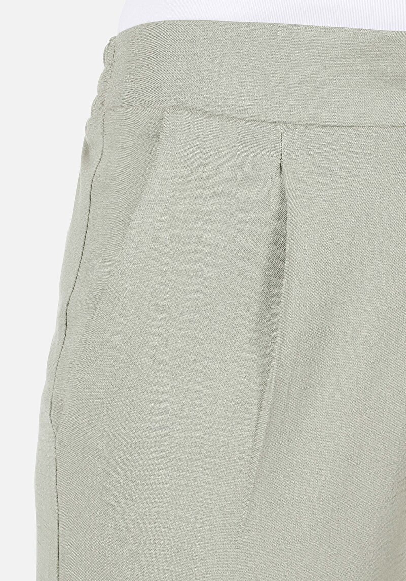 Regular Fit Düşük Bel Düz Paça Kadın Yeşil  Pantolon
