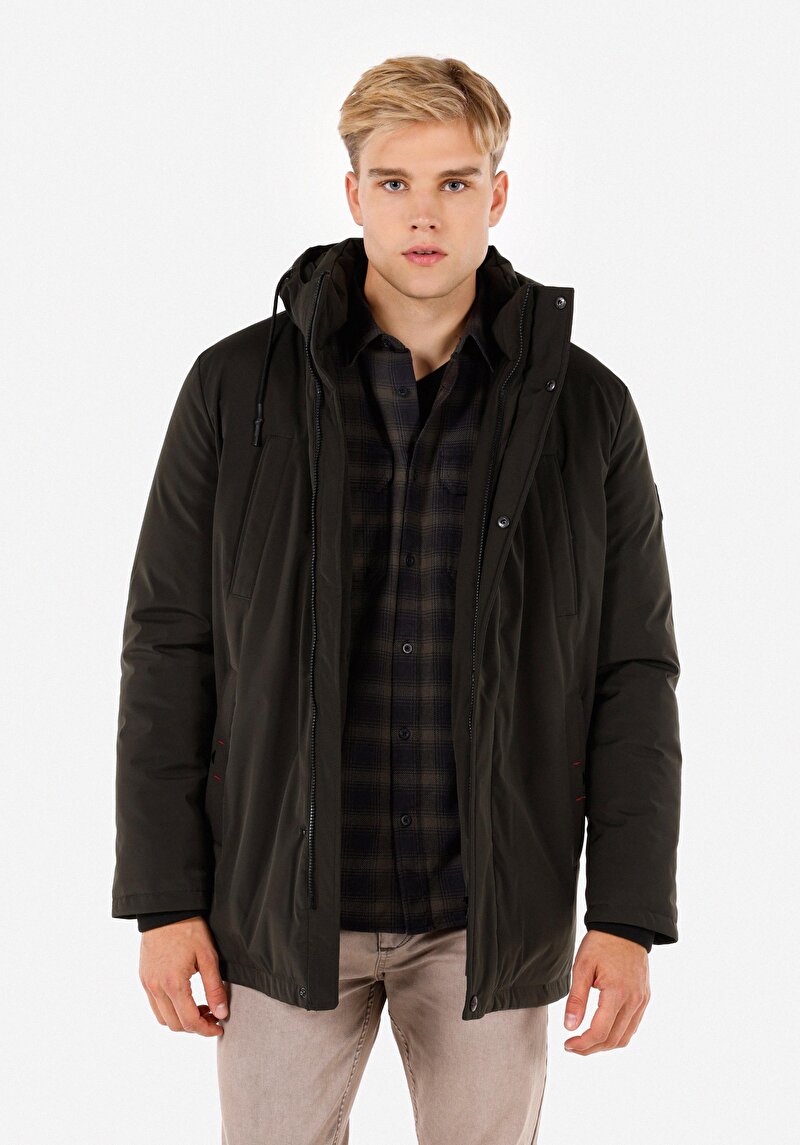 Regular Fit     Erkek Yeşil Mont