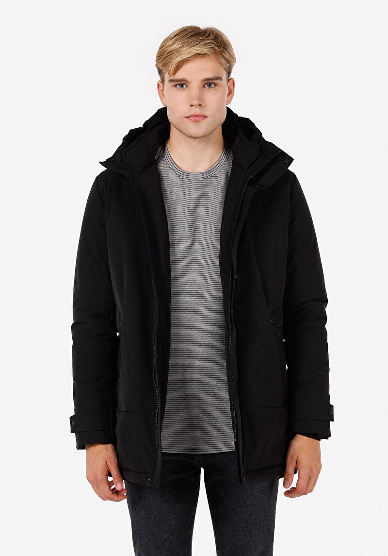 Regular Fit Erkek Siyah Kaban