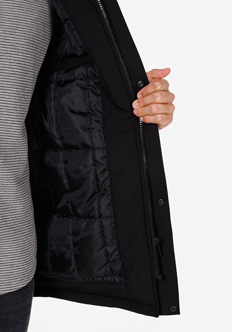 Regular Fit     Erkek Siyah Kaban