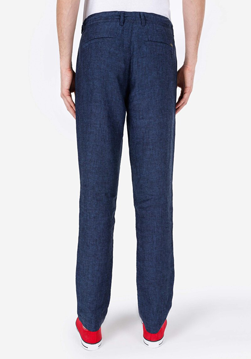 Regular Fit Orta Bel Düz Paça Erkek Lacivert Pantolon