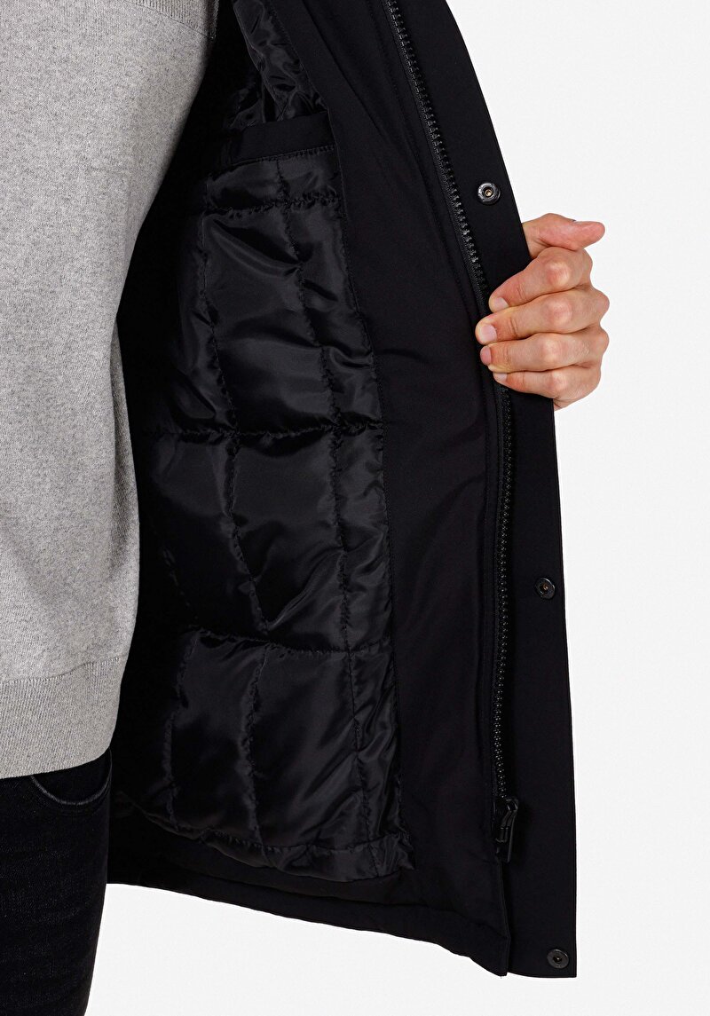 Regular Fit     Erkek Siyah Kaban