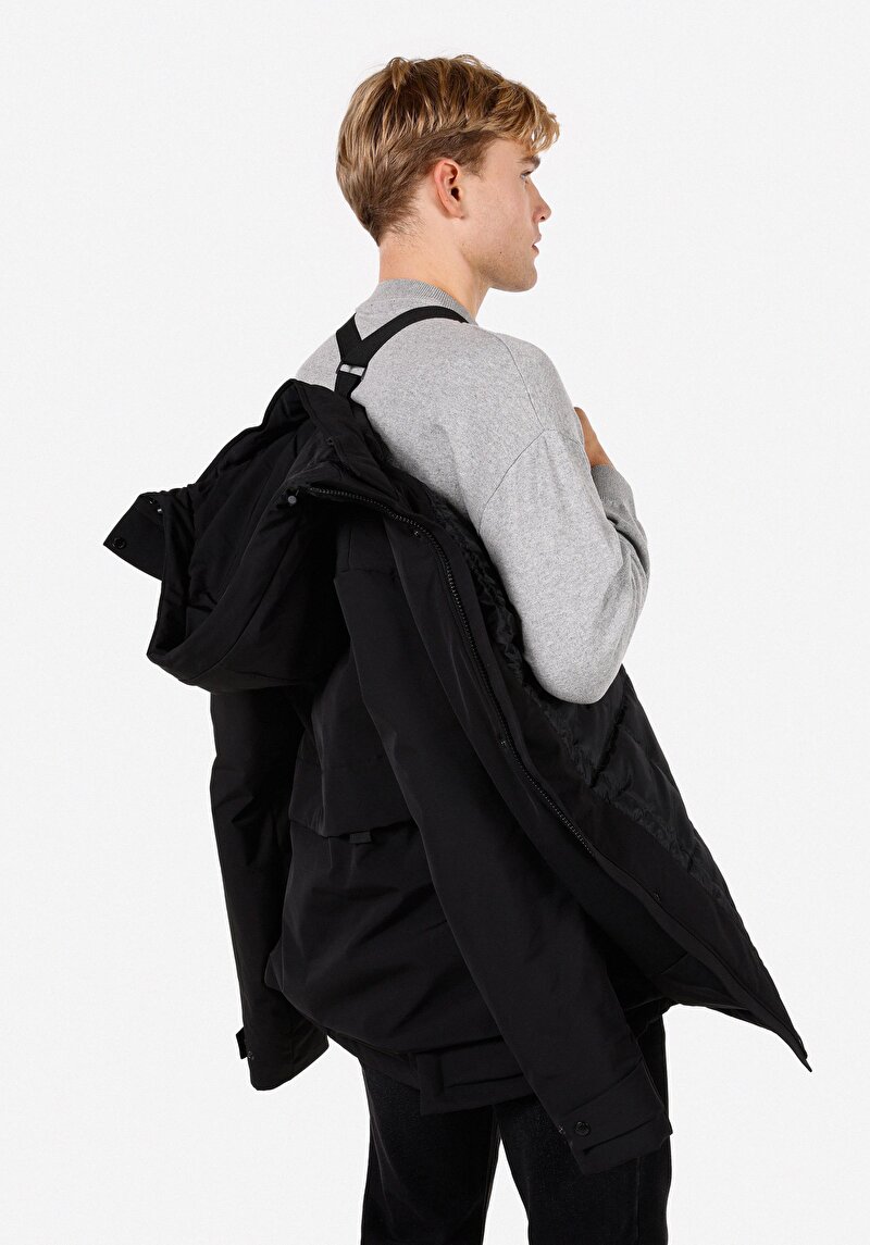 Regular Fit     Erkek Siyah Kaban