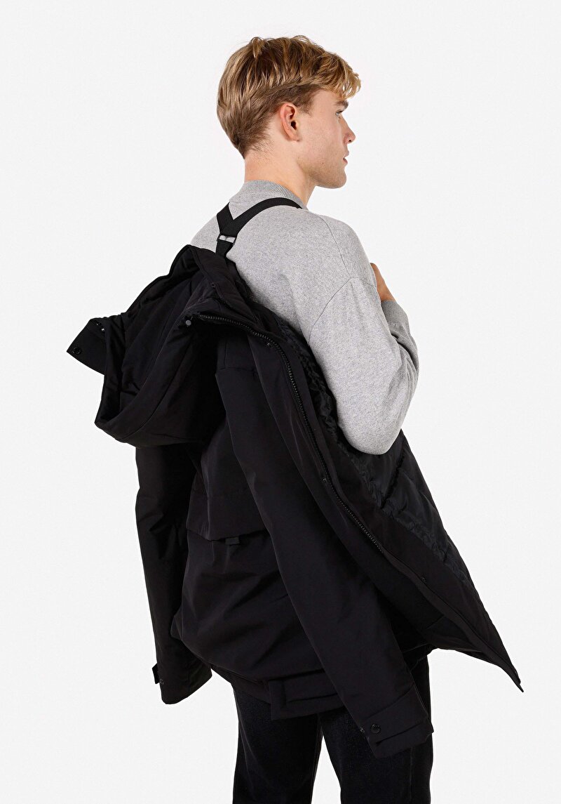 Regular Fit     Erkek Siyah Kaban