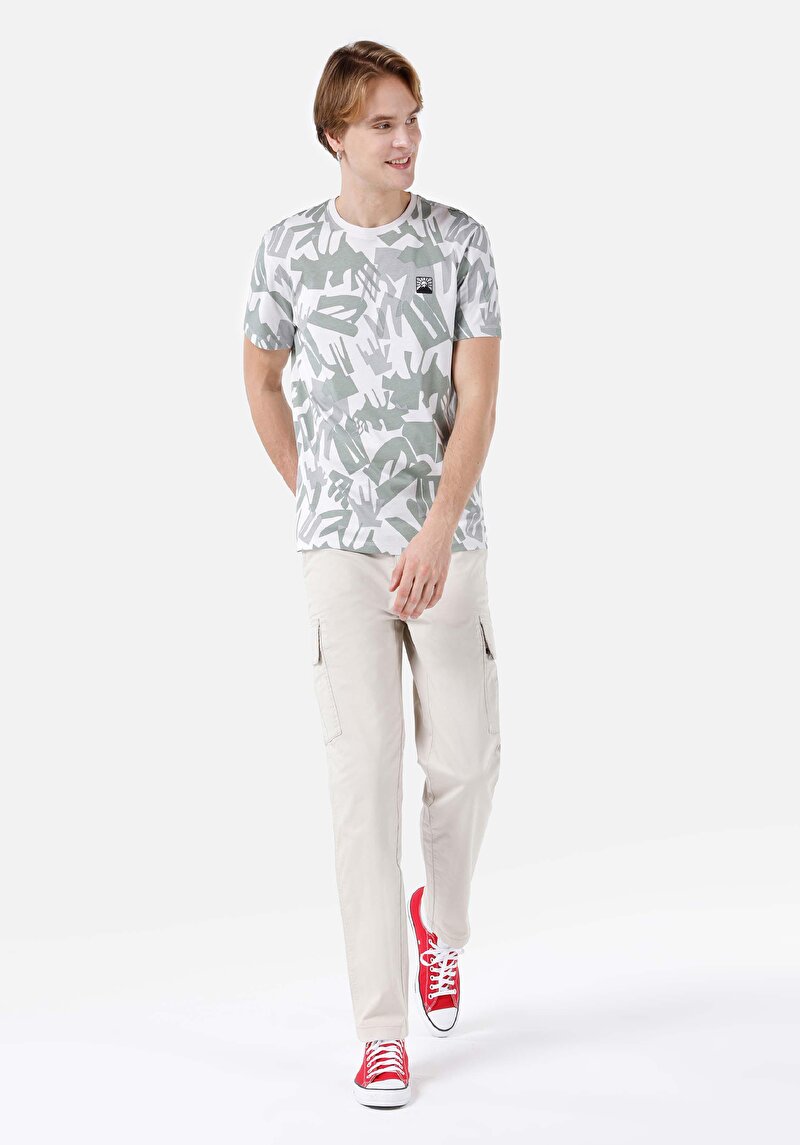 Regular Fit Orta Bel Düz Paça Düğmeli Erkek Bej Pantolon