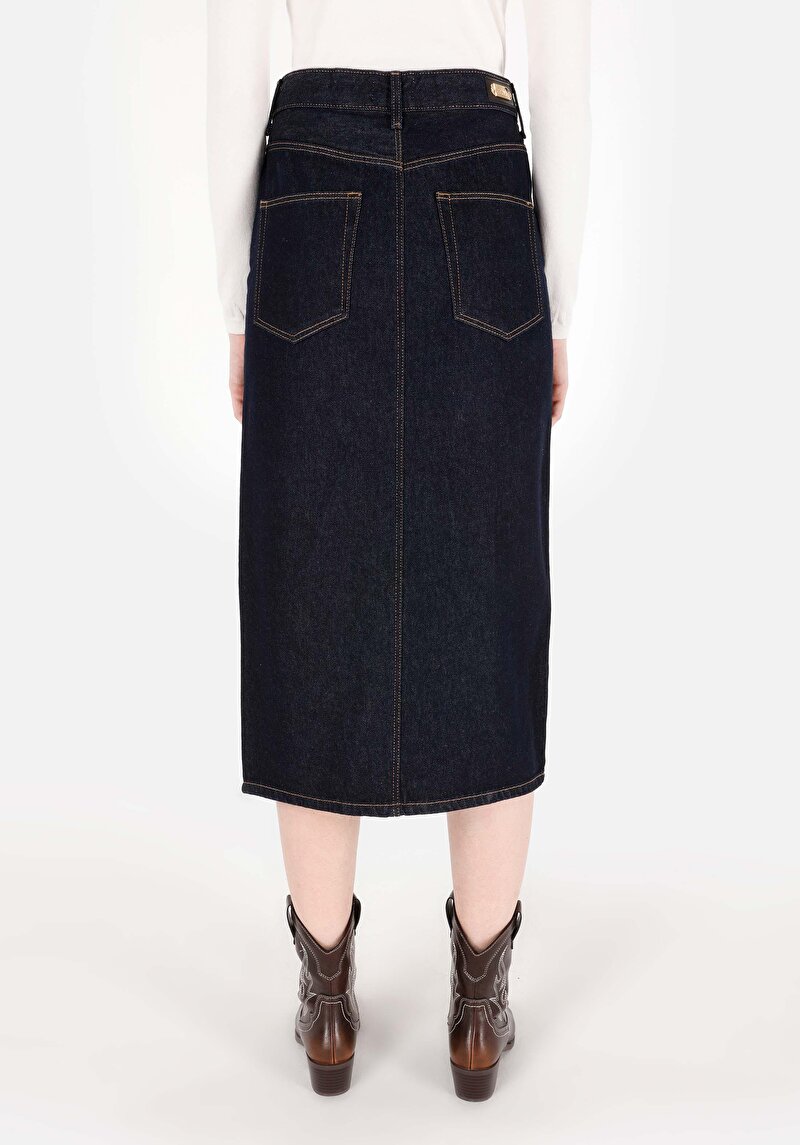 Slim Fit Kadın Denim Mavi Etek